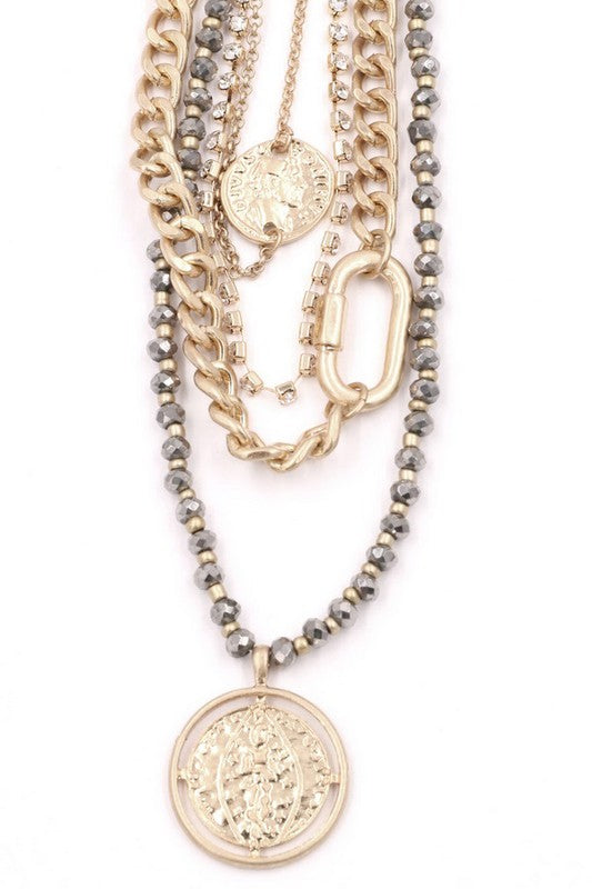 Layered Charm Coin Necklace