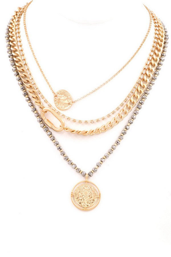 Layered Charm Coin Necklace