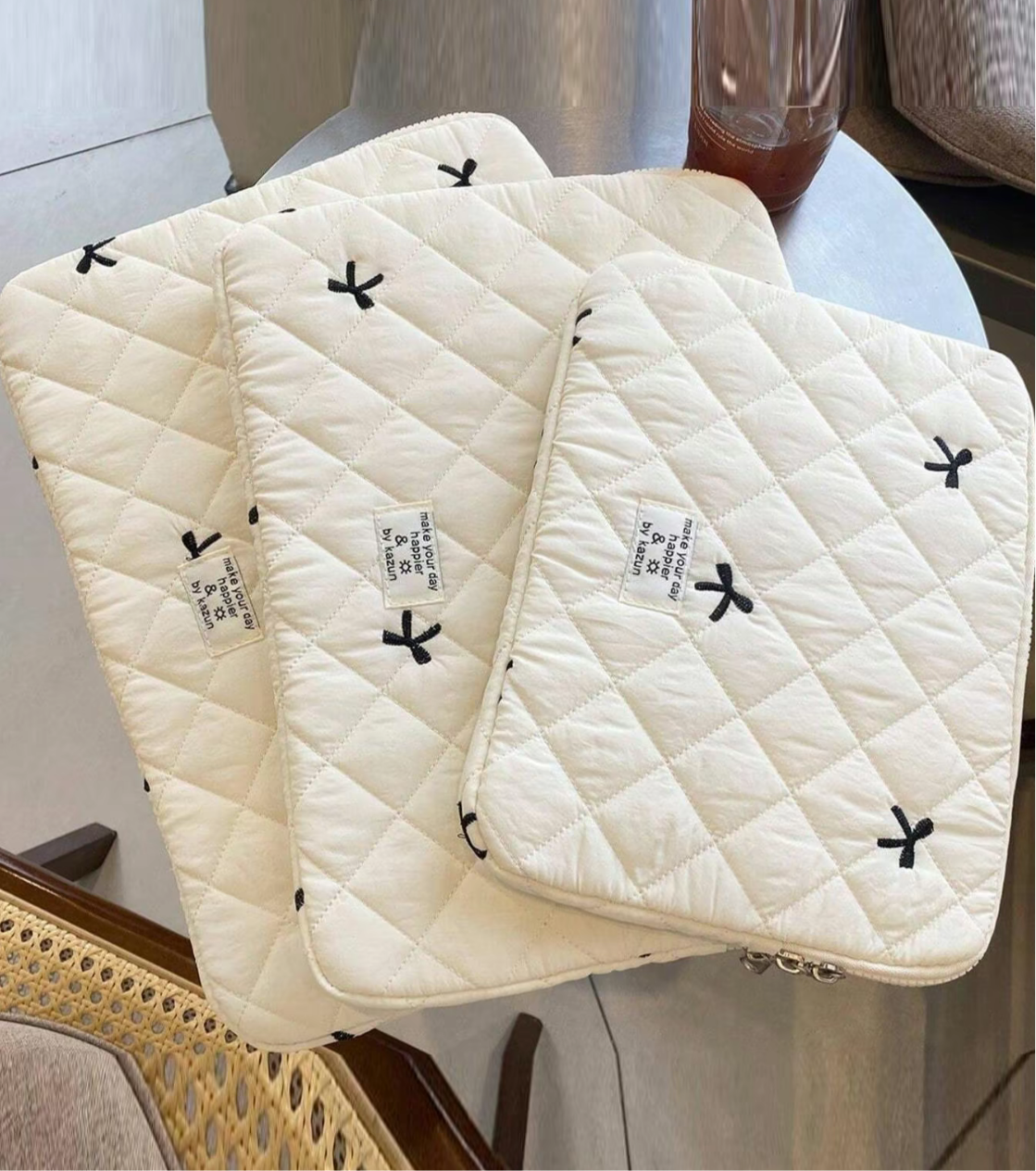 Quilted Bow Laptop Bag