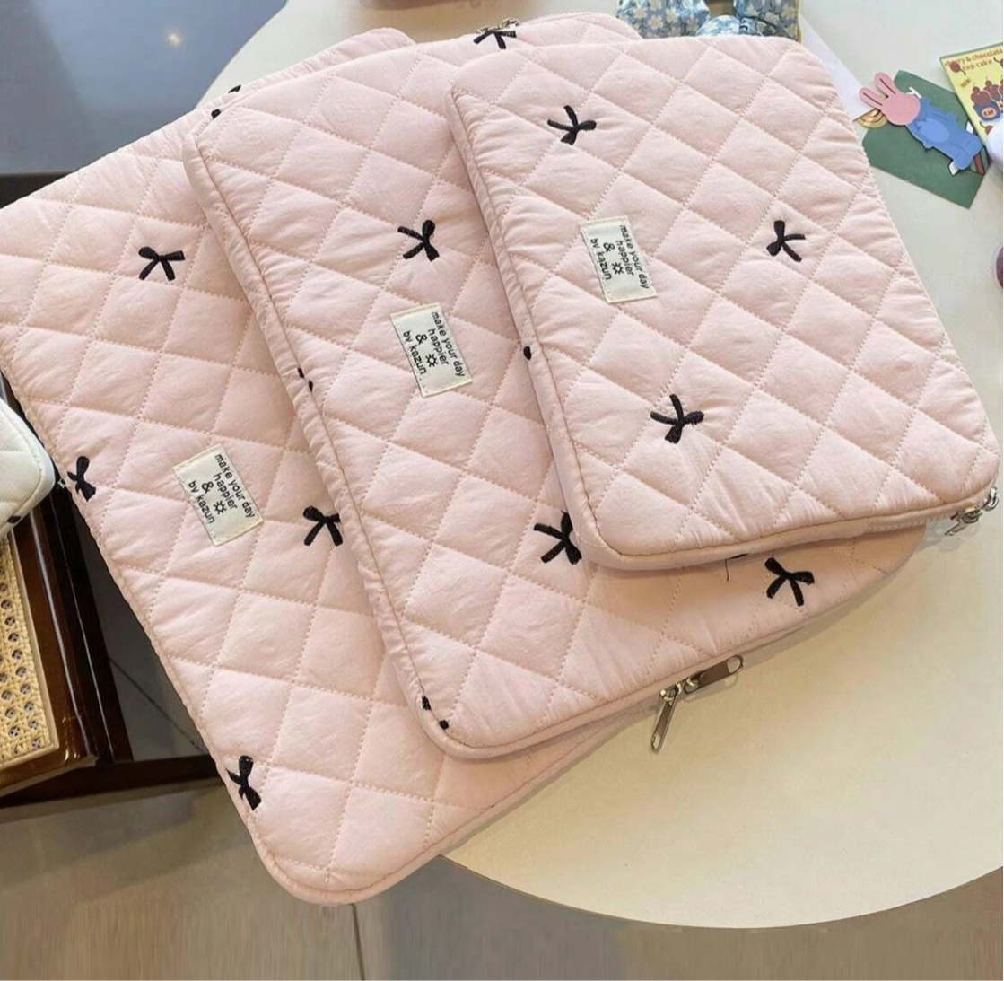 Quilted Bow Laptop Bag