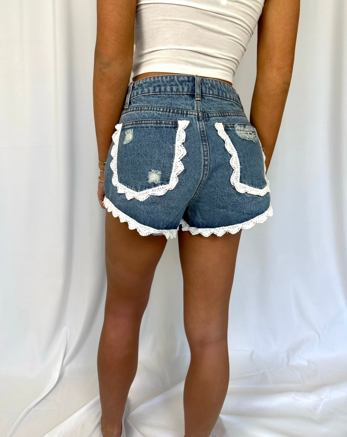 Lace Denim Short