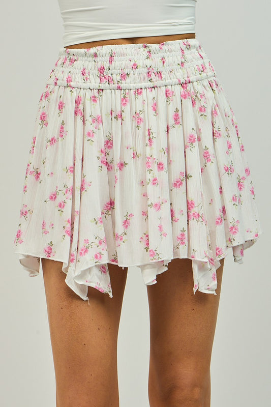 Rose Ruffle Mini Skirt